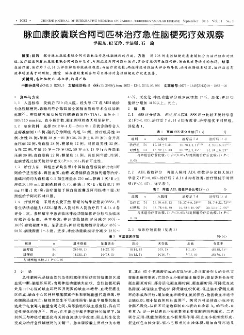 脉血康胶囊联合阿司匹林治疗急性脑梗死疗效观察