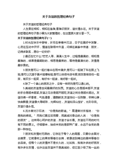 关于友谊的哲理经典句子