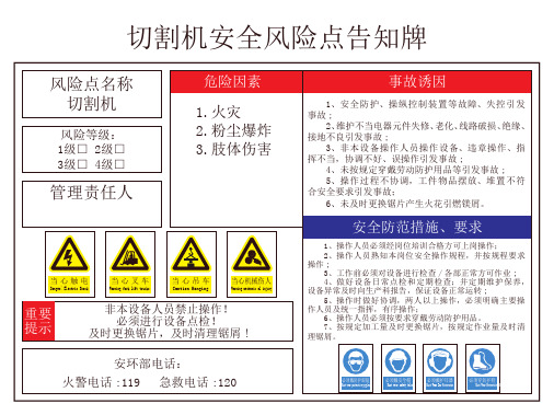 切割机安全风险点告知牌