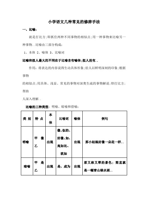 小学语文几种常见的修辞手法