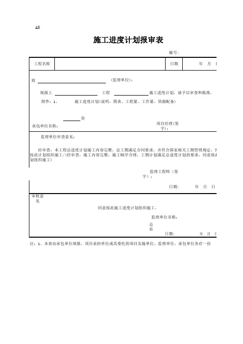 施工进度计划报审表(样版)