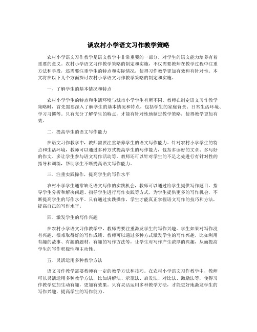 谈农村小学语文习作教学策略