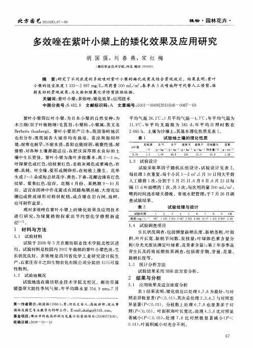 多效唑在紫叶小檗上的矮化效果及应用研究