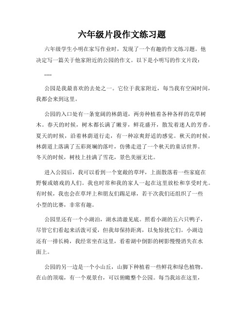 六年级片段作文练习题