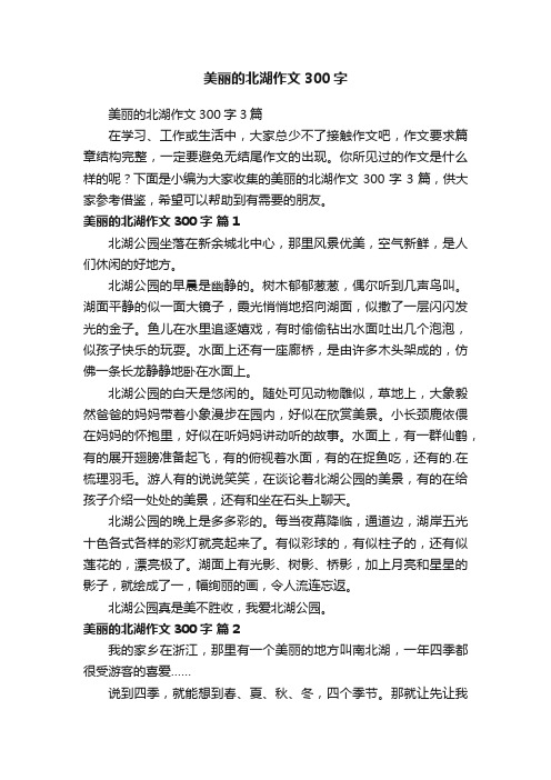 美丽的北湖作文300字