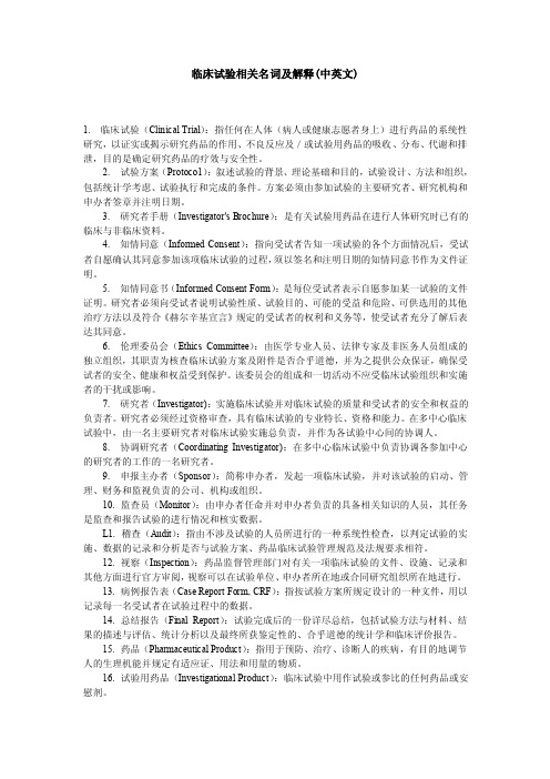 临床研究报告英文简称