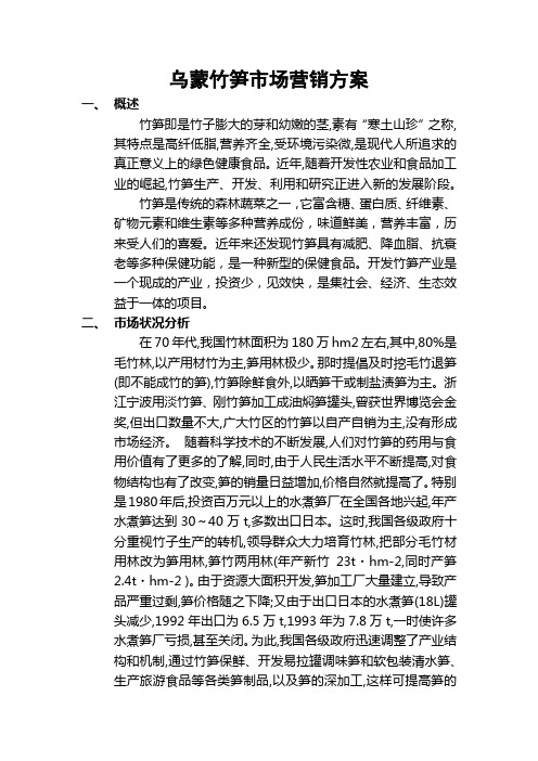 乌蒙竹笋市场营销方案说课材料