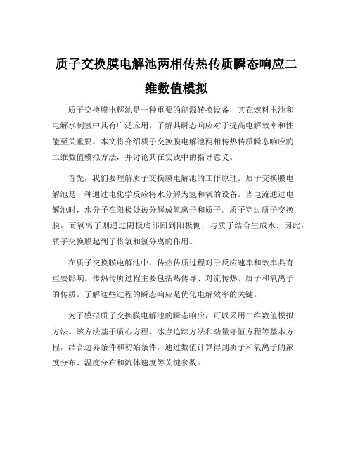 质子交换膜电解池两相传热传质瞬态响应二维数值模拟