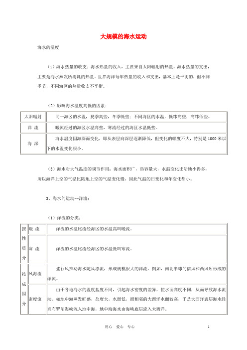 高中地理《大规模的海水运动》文字素材 新人教版必修1