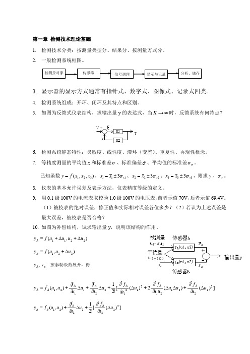 自动检测技术按章节总结复习