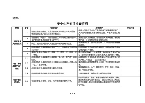 安全生产专项检查工作提纲