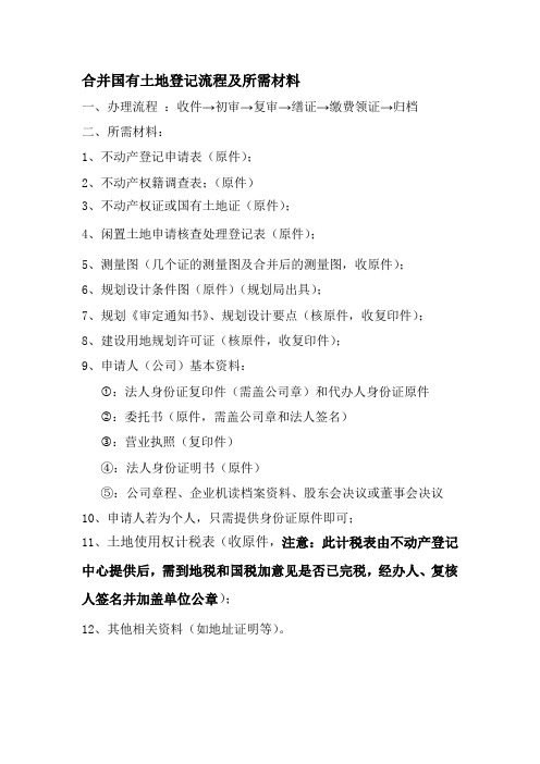 合并国有土地登记流程及所需材料