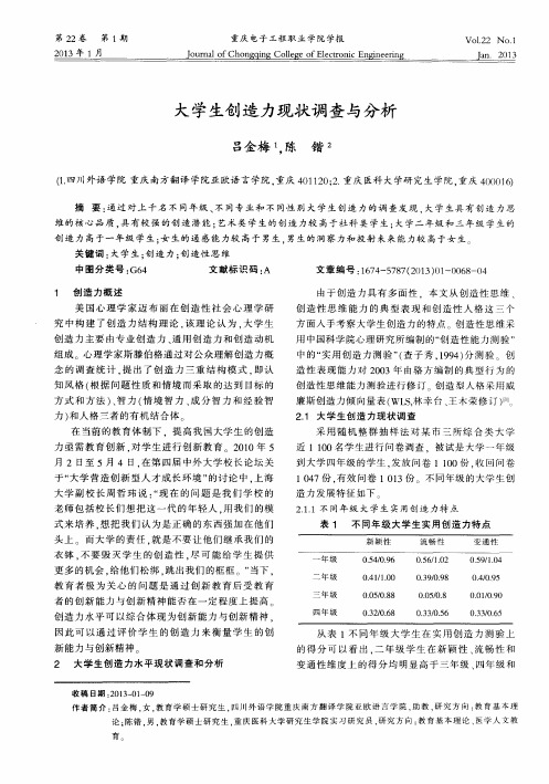 大学生创造力现状调查与分析