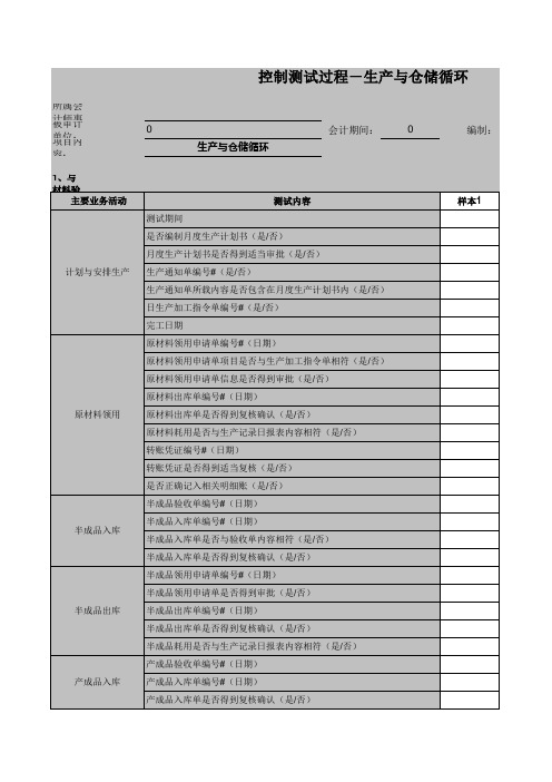 控制测试过程-生产与仓管循环