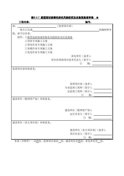 新冠应急预案报审表