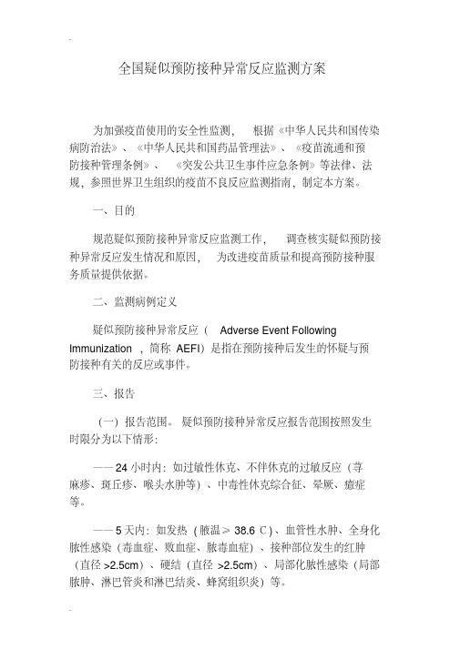 AEFI监测方案