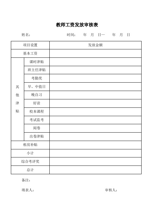 教师工资明细表和工资审核表