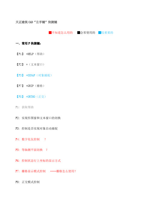 天正建筑CAD快捷键较全常用