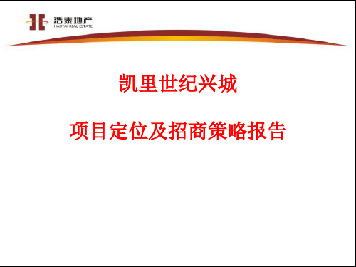 2019凯里世纪兴城项目定位及招商策略报告110p