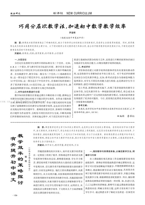 巧用分层次教学法，加速初中数学教学效率