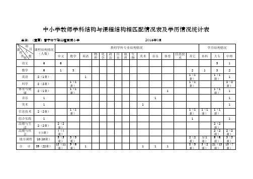 教师学历情况统计表和学科匹配表2