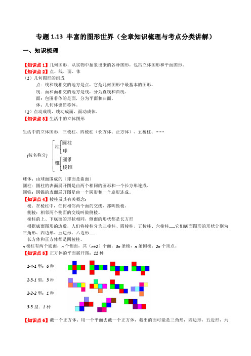 专题1.13 丰富的图形世界(全章知识梳理与考点分类讲解)-2023-2024学年七年级数学上册基础