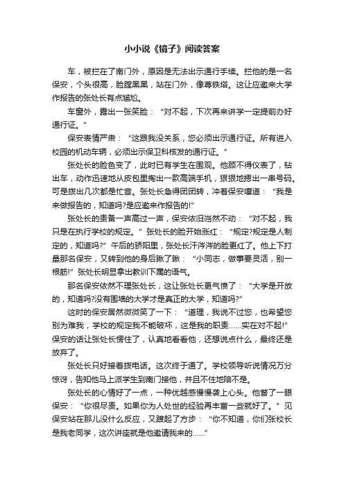 小小说《镜子》阅读答案