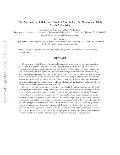 The Asymmetry of Galaxies Physical Morphology for Nearby and High Redshift Galaxies