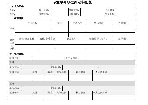 专业序列职位评定申报表