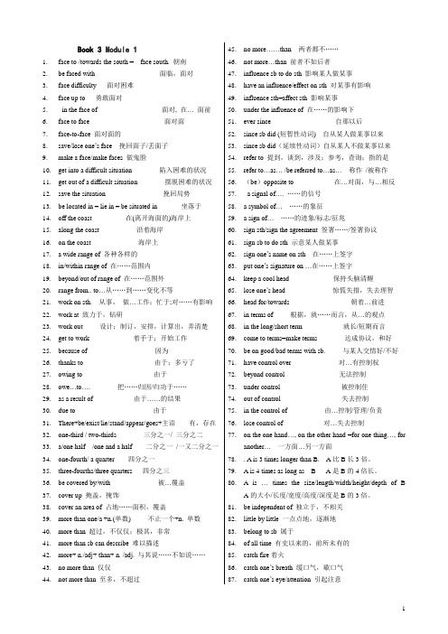 (完整版)外研版高中英语必修3短语