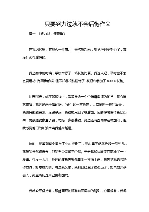 只要努力过就不会后悔作文