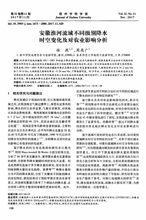 安徽淮河流域不同级别降水时空变化及对农业影响分析