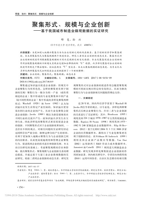 聚集形式_规模与企业创新_基于我国城市制造业微观数据的实证研究_邢斐