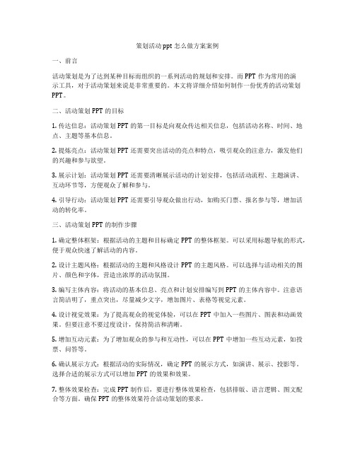 策划活动ppt怎么做方案案例