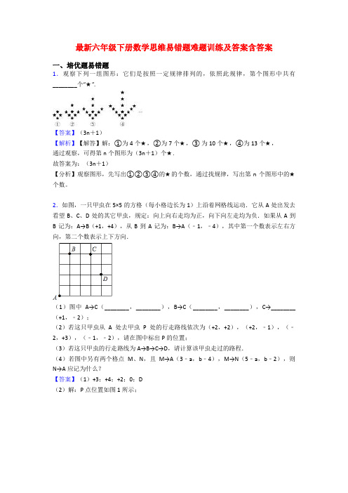 最新六年级下册数学思维易错题难题训练及答案含答案