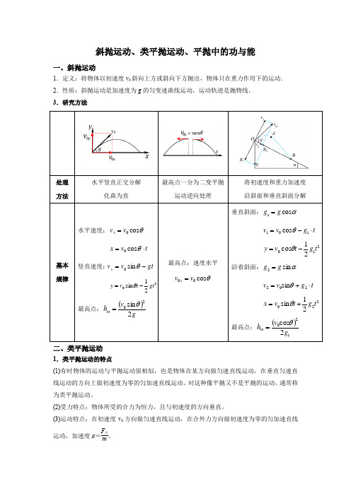 高考物理一轮复习讲义抛体运动专题(三)斜抛运动类平抛运动平抛中的功与能