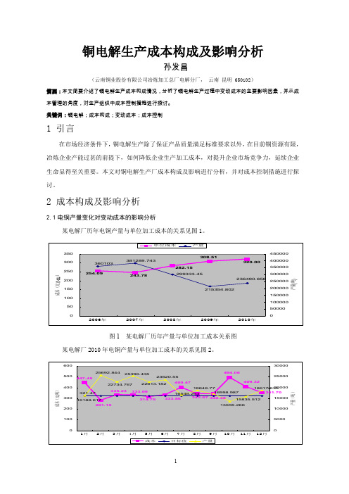 铜电解生产成本构成及影响分析1