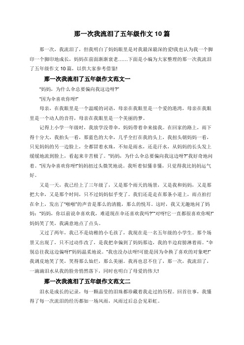 那一次我流泪了五年级作文10篇