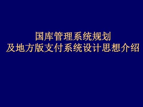 国库管理规划及地方版支付系统介绍(ppt 47页)