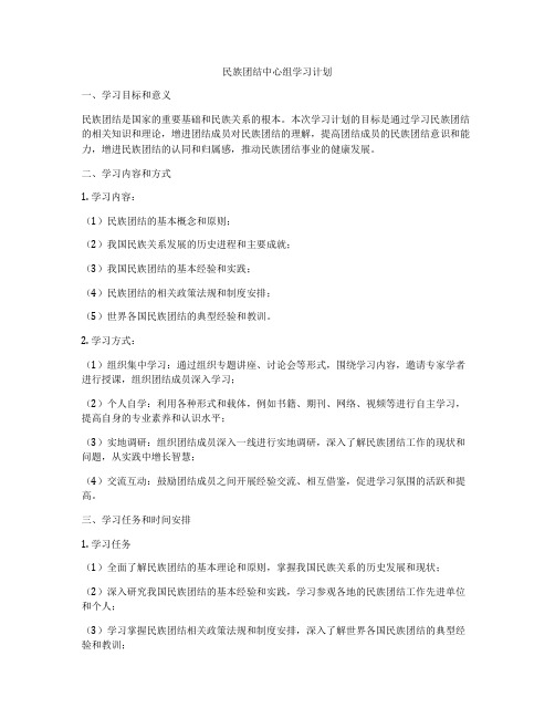 民族团结中心组学习计划