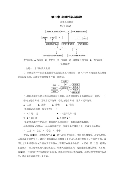 高中地理第二章环境污染与防治章末总结提升练习(含解析)新人教版选修6