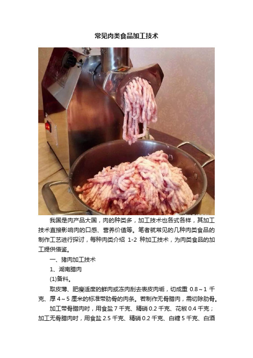 常见肉类食品加工技术