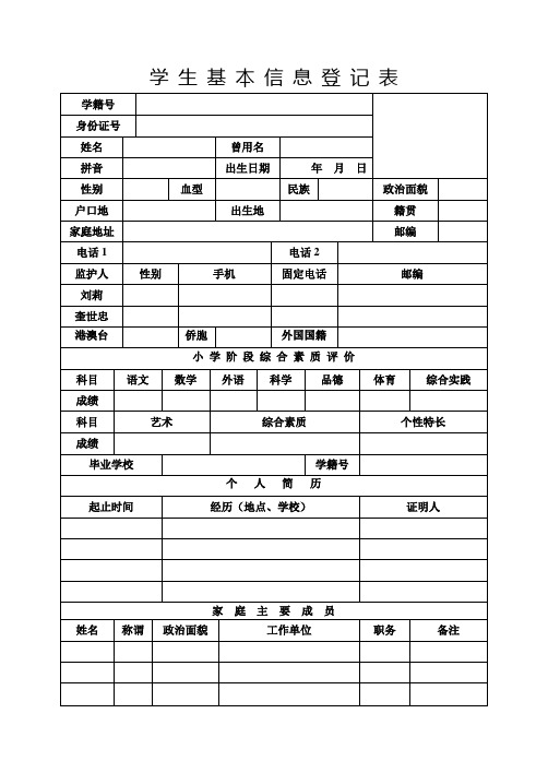 云南省初级中学学生成长记录手册2