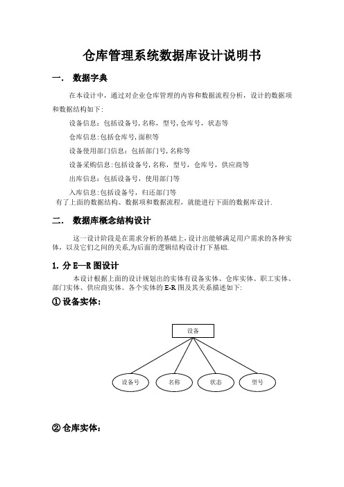 仓库管理系统数据库设计说明书