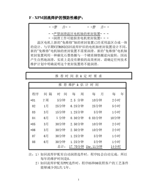 XPM回流焊炉的预防性维护