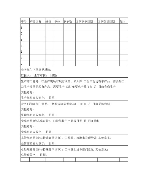 公司内部生产订单评审