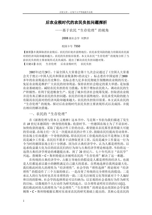 后农业税时代的农民负担问题探析