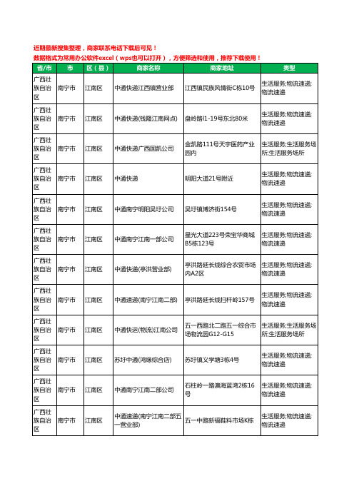 2020新版广西壮族自治区南宁市江南区中通快递工商企业公司商家名录名单黄页联系方式电话大全28家