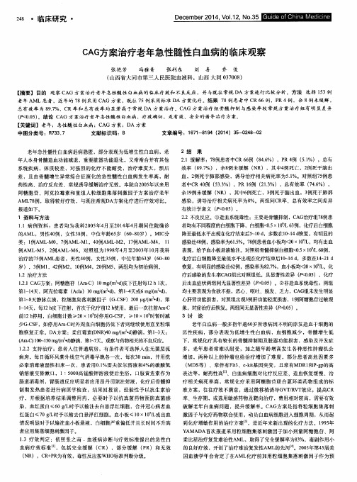 CAG方案治疗老年急性髓性白血病的临床观察