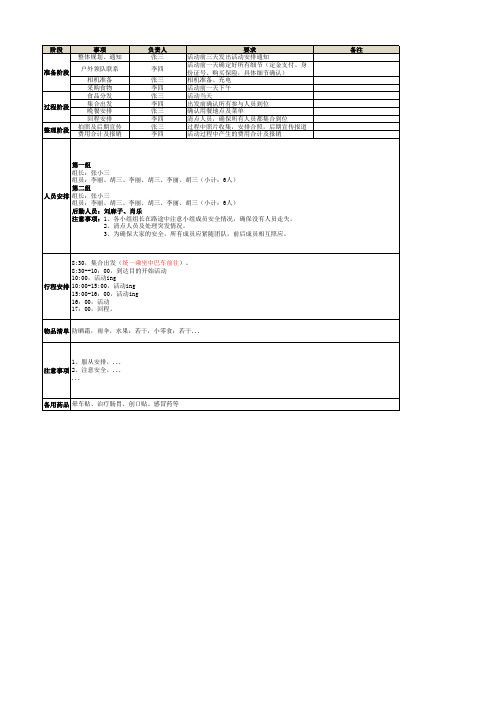活动组织计划表